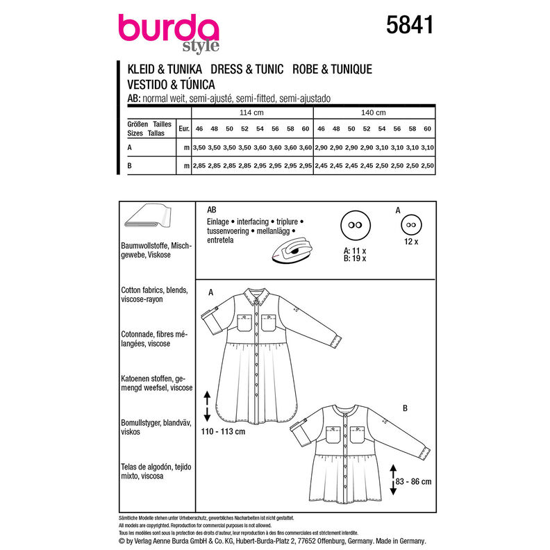 Plus-Size Robe / Tunika | Burda 5841 | 46-60,  image number 9
