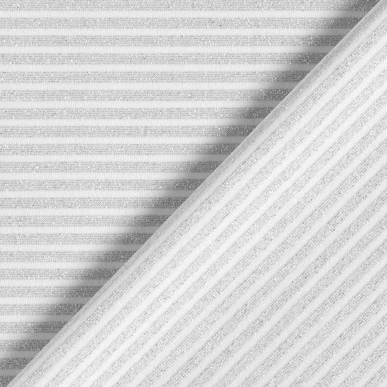 Jersey à rayures pailletées fines – blanc/argent métallisé, image number 5