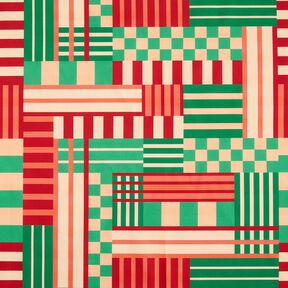 Tissu de décoration Semi-panama Formes modernes – vert genévrier/rouge foncé, 