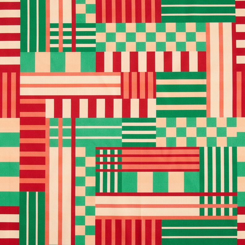 Tissu de décoration Semi-panama Formes modernes – vert genévrier/rouge foncé,  image number 1