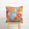 Tissu en coton Cretonne Grandes fleurs rétro – turquoise/jaune soleil,  thumbnail number 7