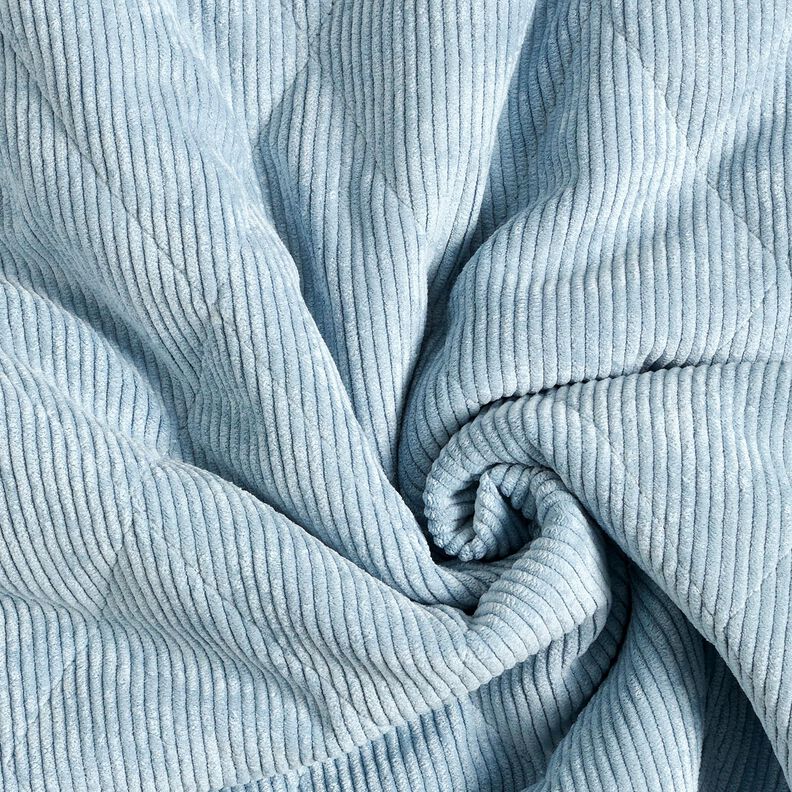 Tissu matelassé Velours côtelé à losanges avec envers fourrure – bleu clair,  image number 4