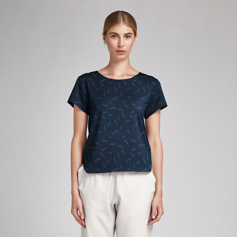 Jacquard dobby Rayures – bleu marine,  image number 6