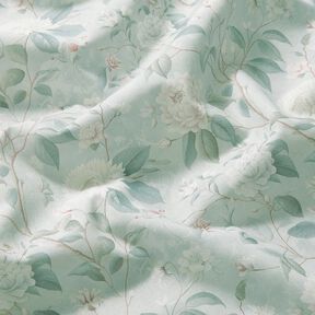 Tissu en coton Popeline rameaux de fleurs élégants – bleu argenté, 