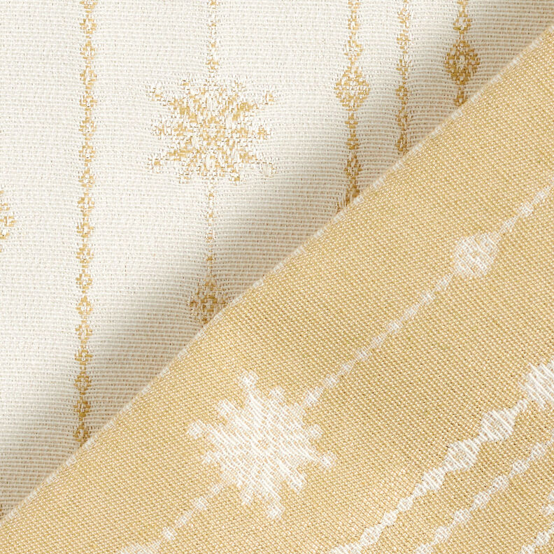 Tissu de décoration Jacquard Lurex Guirlande de flocons de neige – beige clair/or,  image number 4