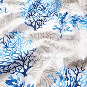 Tissu en coton Cretonne Grands coraux – blanc/bleu, 