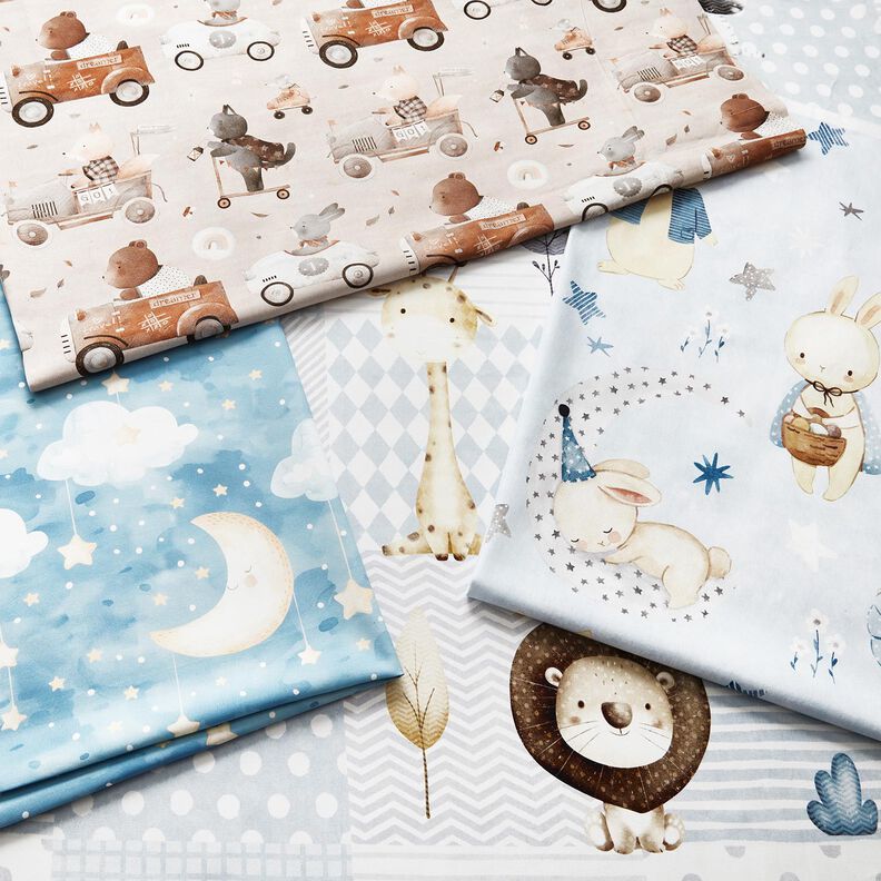 Tissu de décoration Sergé coton Lapin au pays des rêves Impression numérique – bleu bébé/bleu jean, image number 5
