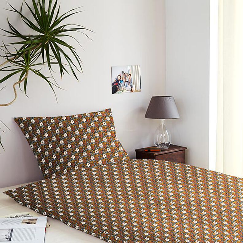 Tissu en coton Cretonne Fleurs rétros – caramel,  image number 8
