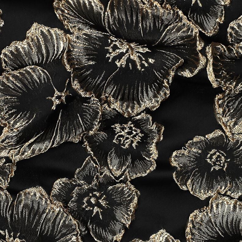Jacquard Fleurs à effet 3D – noir/amande,  image number 2