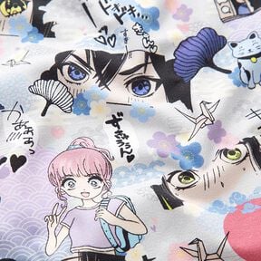 Jersey coton Univers des mangas Impression numérique – argent, 