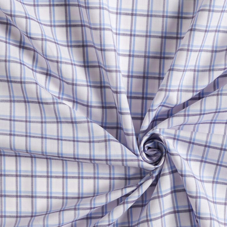 Tissu pour chemise à carreaux décalés – blanc/bleu clair, image number 3