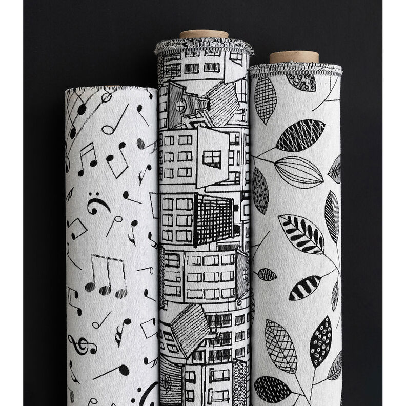 Tissu de décoration Jacquard Village au trait – noir/blanc, image number 5
