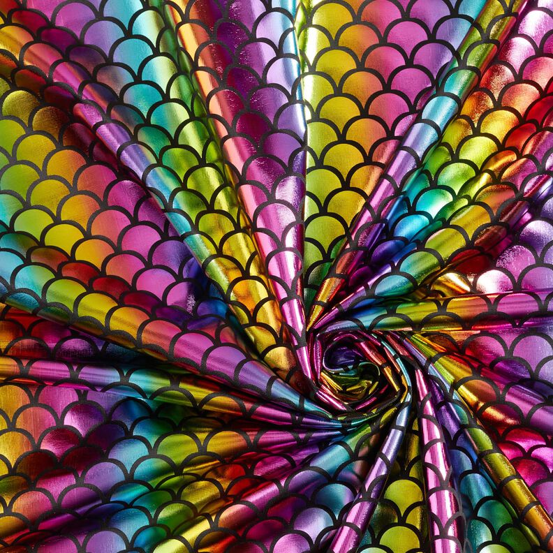 Jersey feuilles Écailles de sirène arc-en-ciel – noir/mélange de couleurs,  image number 3