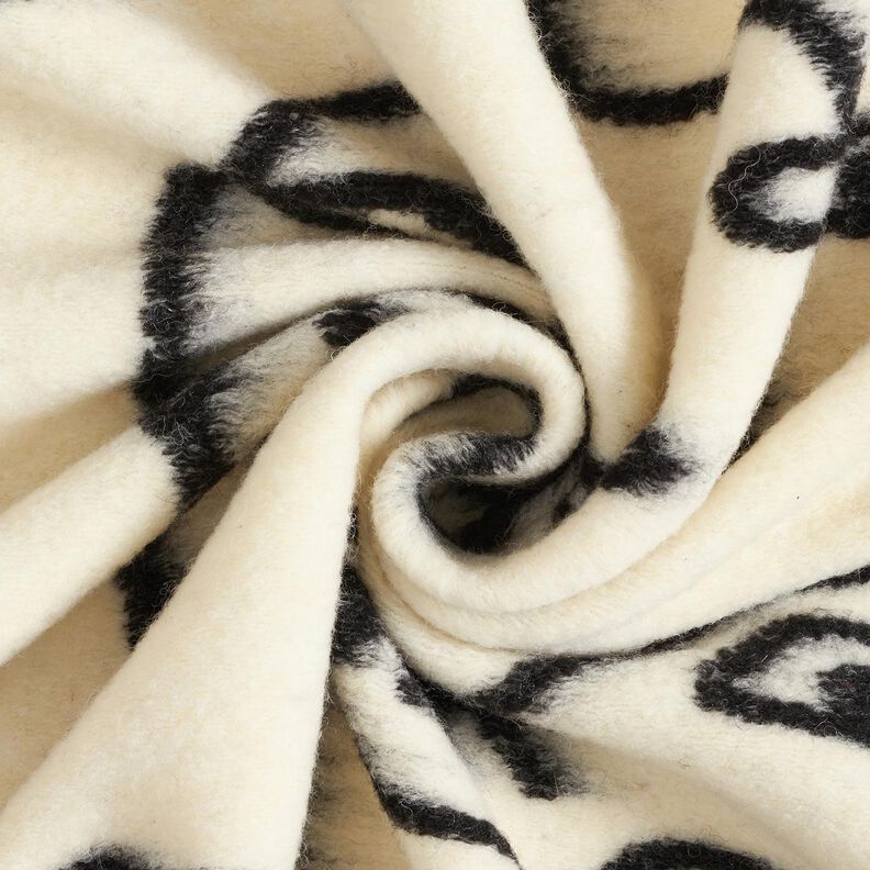 Tricot manteau visages abstraits – noir/écru, image number 3