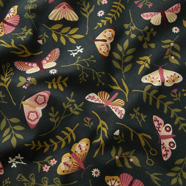 Tissu de décoration Semi-panama Papillons – vert foncé/kaki,  image number 2