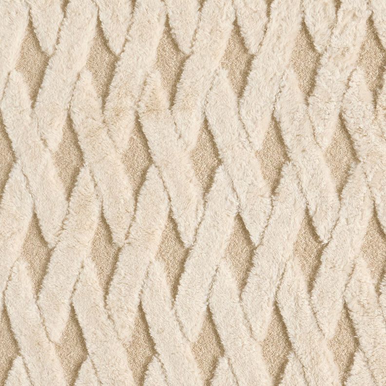 Fourrure synthétique Tissu bouclé Losanges – sable/nature,  image number 1