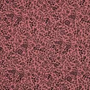 Tissu double gaze de coton Fleurs bicolores  | Poppy Fabrics – vieux rose foncé/noir, 