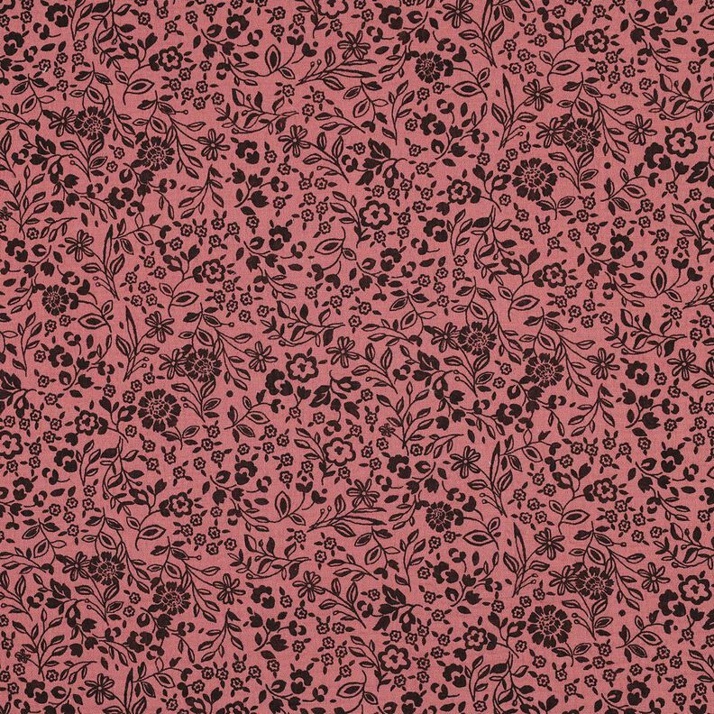 Tissu double gaze de coton Fleurs bicolores  | Poppy Fabrics – vieux rose foncé/noir,  image number 1