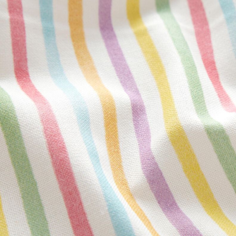 Tissu de décoration Semi-panama Rayures joyeuses – blanc/vert pastel,  image number 2