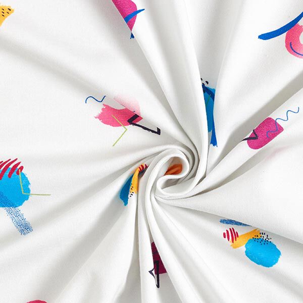 Jersey coton formes abstraites | Chouette à faire soi-même – blanc,  image number 4