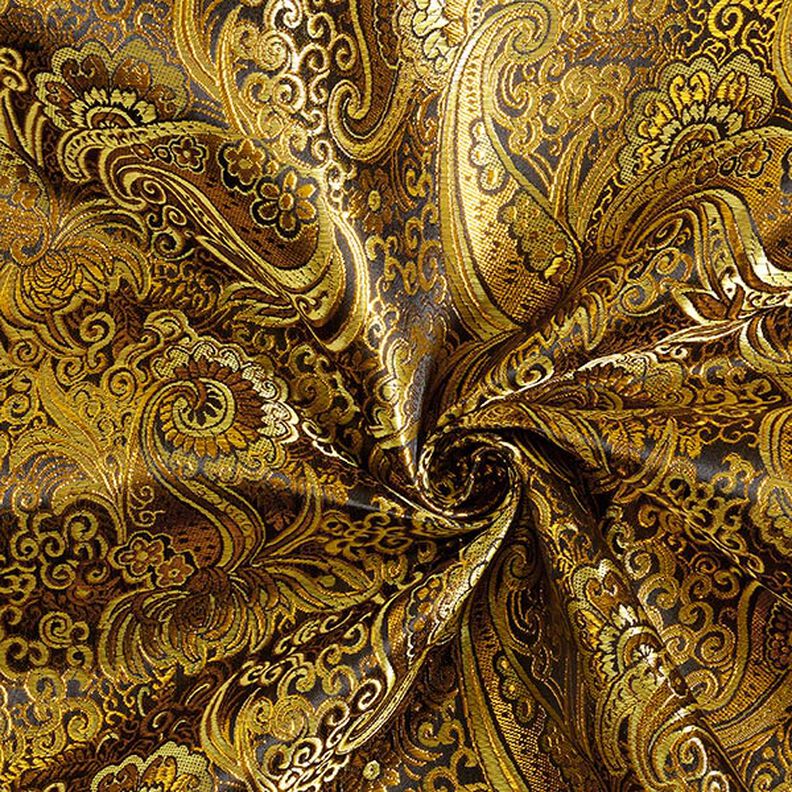 Jacquard d’habillement métallisé Paisley – or/noir,  image number 3