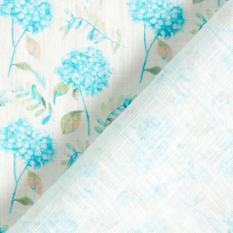 Lin mélangé Hortensias délicats – ivoire/turquoise clair, image number 4
