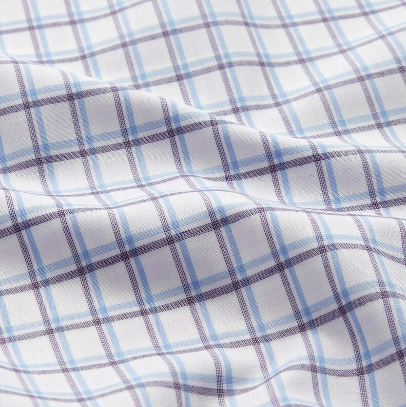 Tissu pour chemise à carreaux décalés – blanc/bleu clair, image number 2