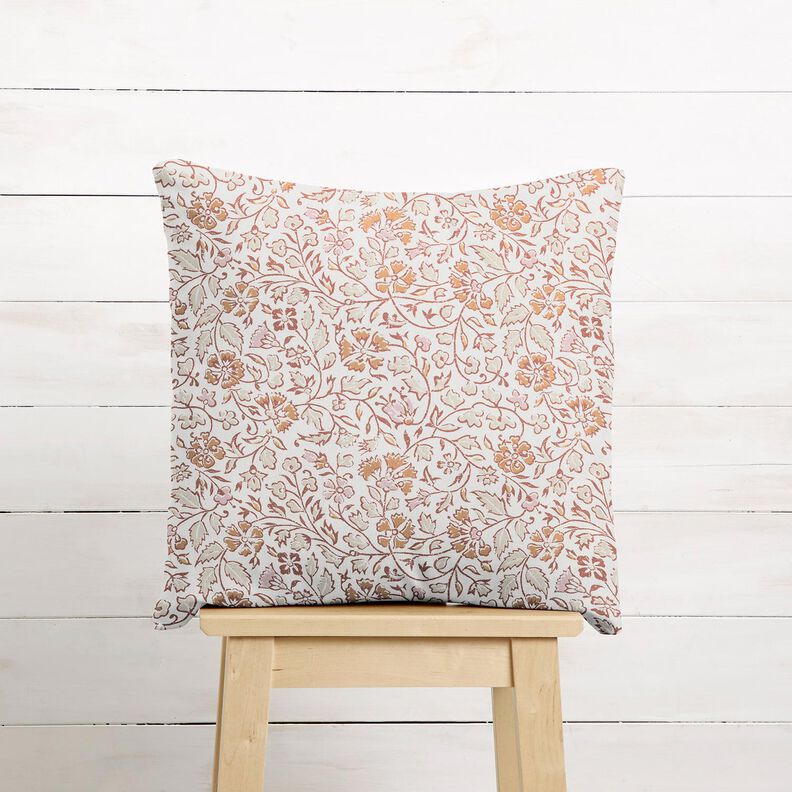 Tissu en coton Cretonne Motif floral délicat – blanc/cannelle, image number 6