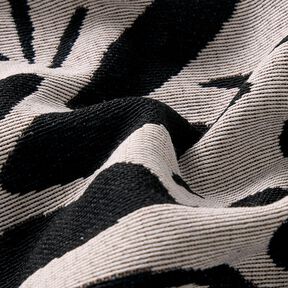 Tissu de décoration Gobelin Plantes abstraites – beige clair/noir, 