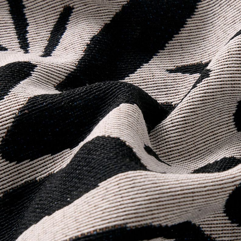 Tissu de décoration Gobelin Plantes abstraites – beige clair/noir, image number 2