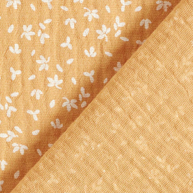 Tissu double gaze de coton Pétales de fleurs – or ancien, image number 4