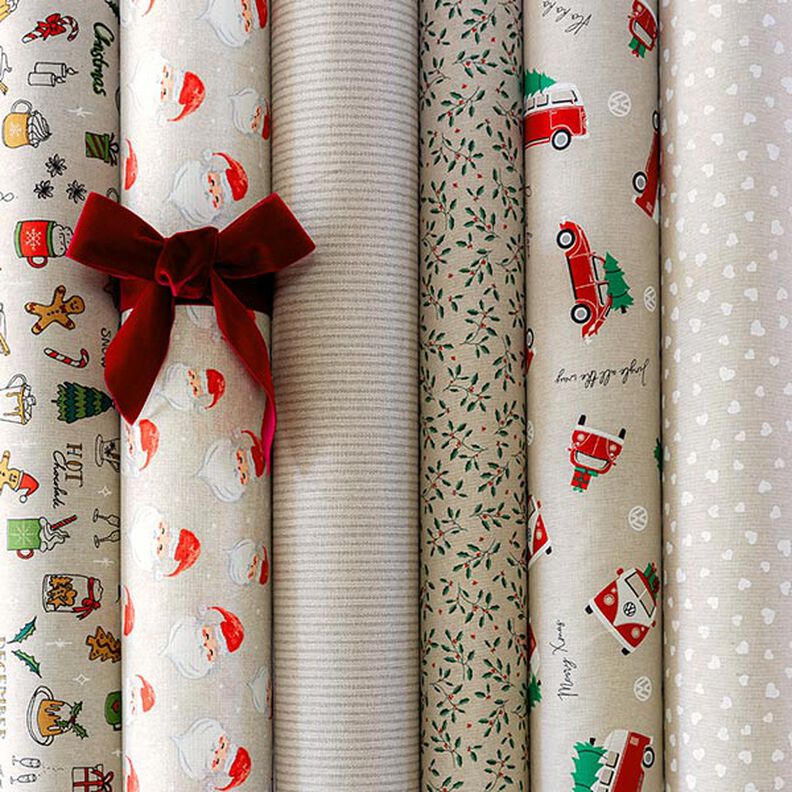Tissu de décoration Semi-panama Esquisses hivernales – nature/pin, image number 7