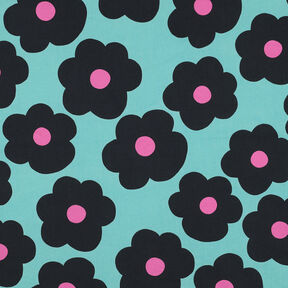 Popeline coton Big Flower | Nerida Hansen – turquoise clair/noir, 