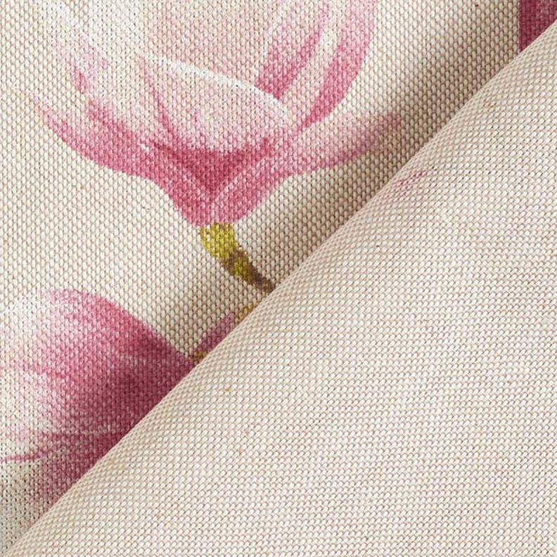 Tissu de décoration Semi-panama Fleur de magnolia – mauve/nature, image number 4