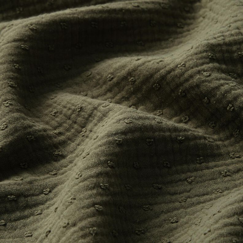 Tissu double gaze de coton dobby – kaki,  image number 2