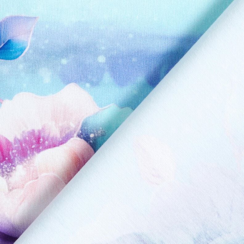 Jersey coton Fleurs d'été | Glitzerpüppi  – bleu ciel/lavande,  image number 4