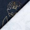 Jersey coton Tissu bordure fleurs paillettes dorées | Glitzerpüppi – bleu nuit/bleu jean,  thumbnail number 4