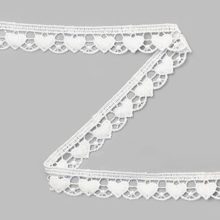 Dentelle dévorée Petits cœurs - blanc cassé, 