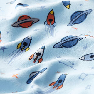 Jersey coton Fusées et planètes – bleu bébé, 