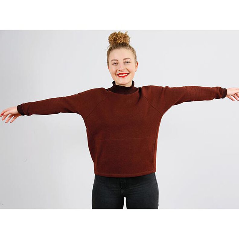 Pull chauve-souris avec poche ventrale et col montant FRAU BETTI | Patron prêt à découper | XS-XXL,  image number 4