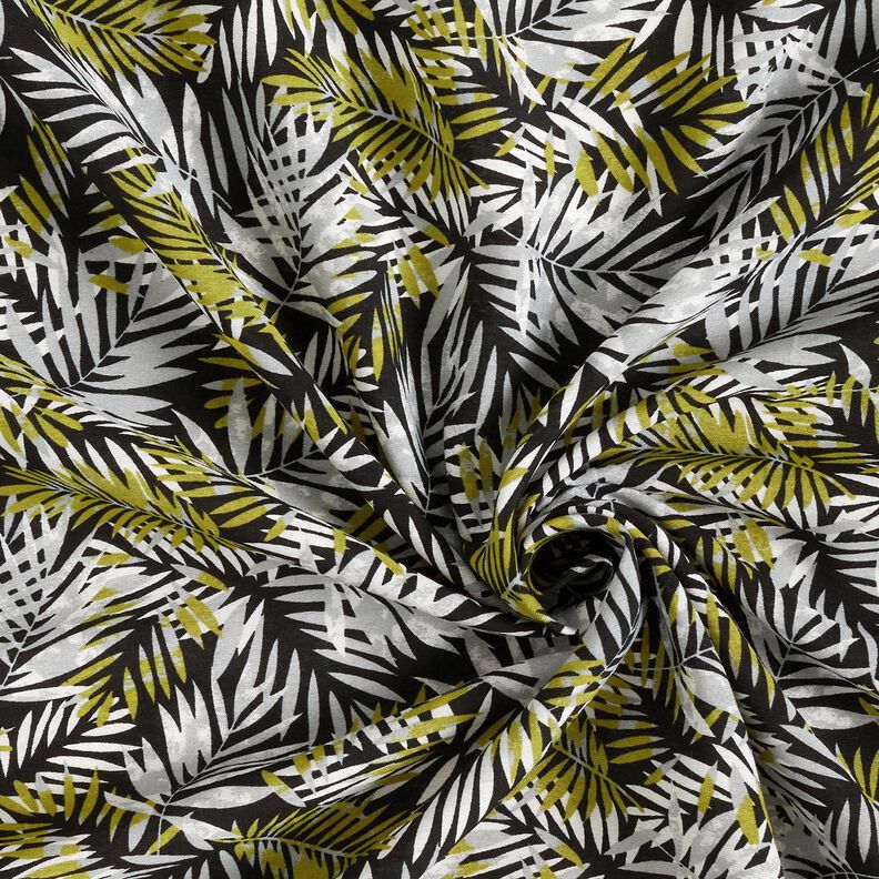 Viscose mélangée Feuilles de palmier – noir/jaune olive,  image number 3