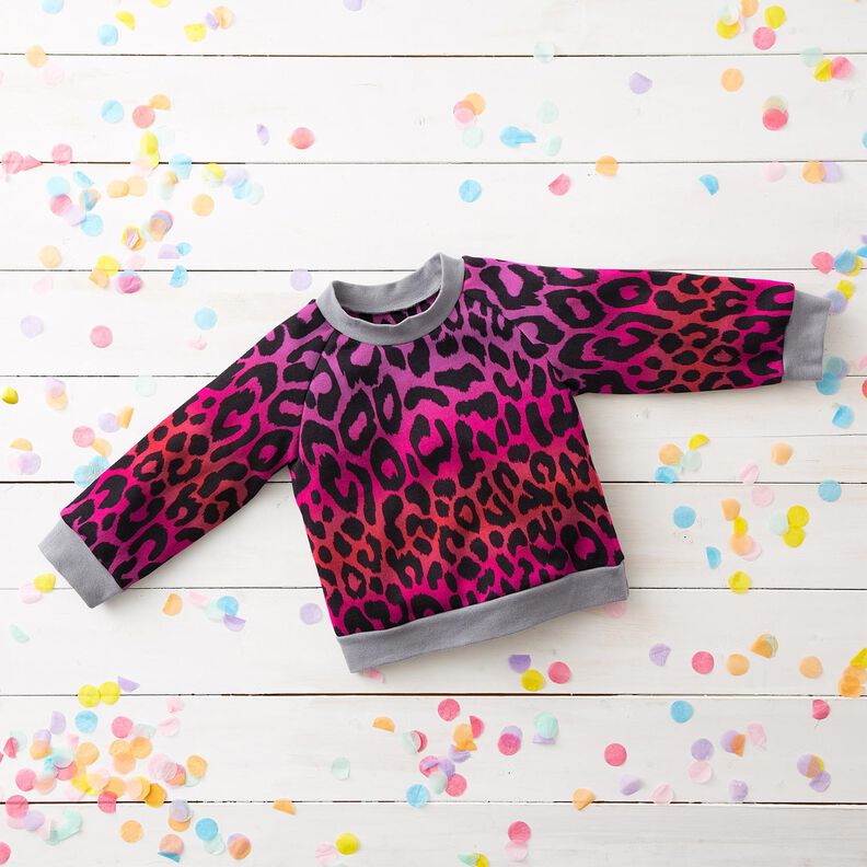 French Terry Sweat d’été Dégardé de couleurs léopard Impression numérique | by Poppy – pourpre/rouge,  image number 5