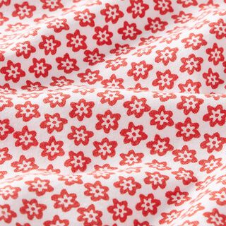Jersey coton petites fleurs – blanc/rouge, 