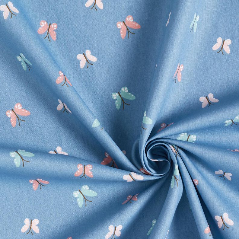 GOTS Popeline coton Papillons – bleu brillant,  image number 3