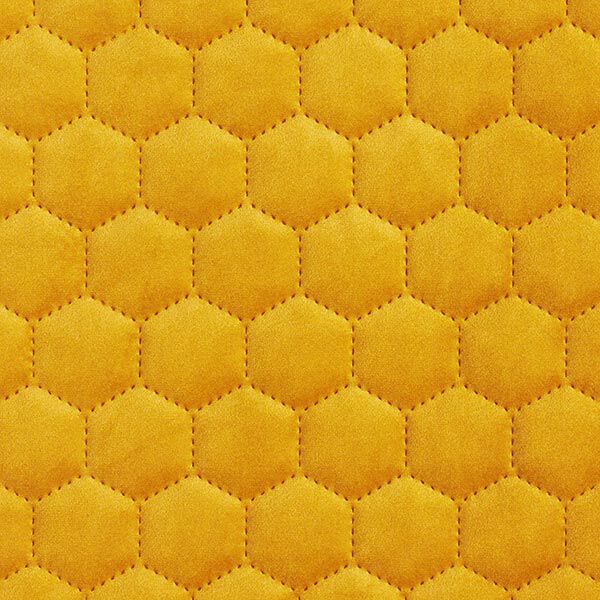 Tissu de revêtement velours matelassé nid d'abeille – moutarde,  image number 1
