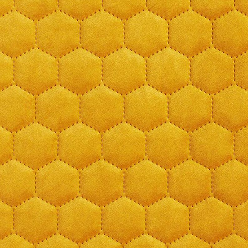 Tissu de revêtement velours matelassé nid d'abeille – moutarde,  image number 1