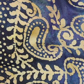 Batiste de coton fin Batik Paisley – bleu océan/sable, 