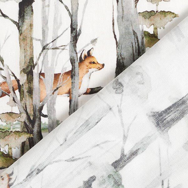 Popeline coton Renard dans la forêt Impression numérique – blanc,  image number 4