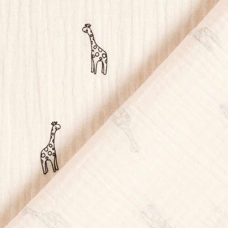 Tissu double gaze de coton Jolies girafes – blanc, image number 4