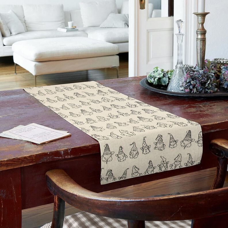 Tissu de décoration Semi-panama gnomes festifs – nature/noir,  image number 7